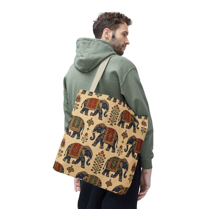 Indian Vintage Traditional Elephant Tapestry Full Art Tote Bag
