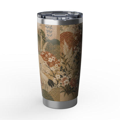 Vintage Japanese Animal Landscape Painting 20oz Insulated Tumbler Water Bottle