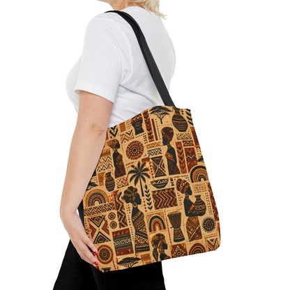 African Tribal Ethnic Silhouette Pattern Full Art Tote Bag