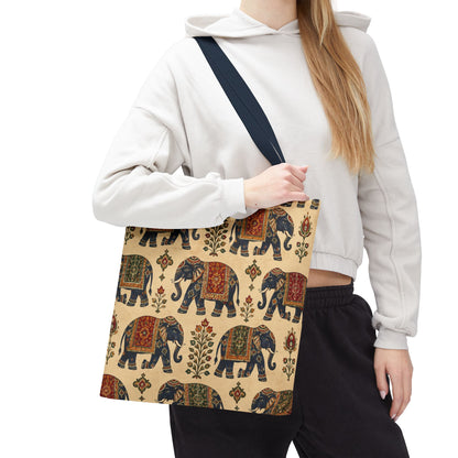 Indian Vintage Traditional Elephant Tapestry Full Art Tote Bag