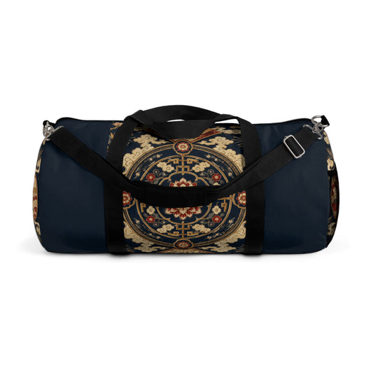 East Asian Mandala Navy Blue Duffel Gym Bag