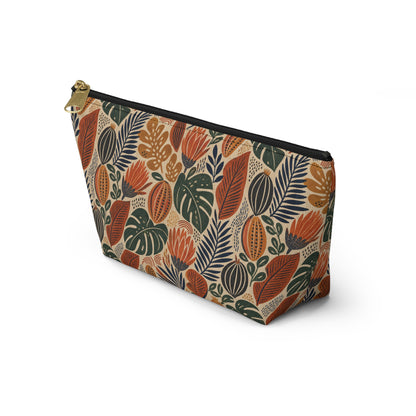 African Tribal Botanical Cacti Leaf Accessory Pouch Makeup Bag