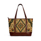 Vintage Moroccan Ornate Tile Handbag Leather Trim