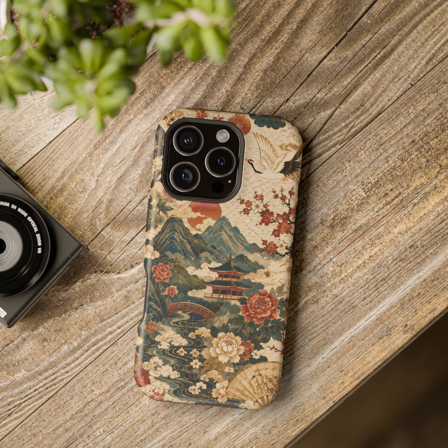 East Asian Vintage Landscape iPhone Case | Magnetic Impact-Resistant Case