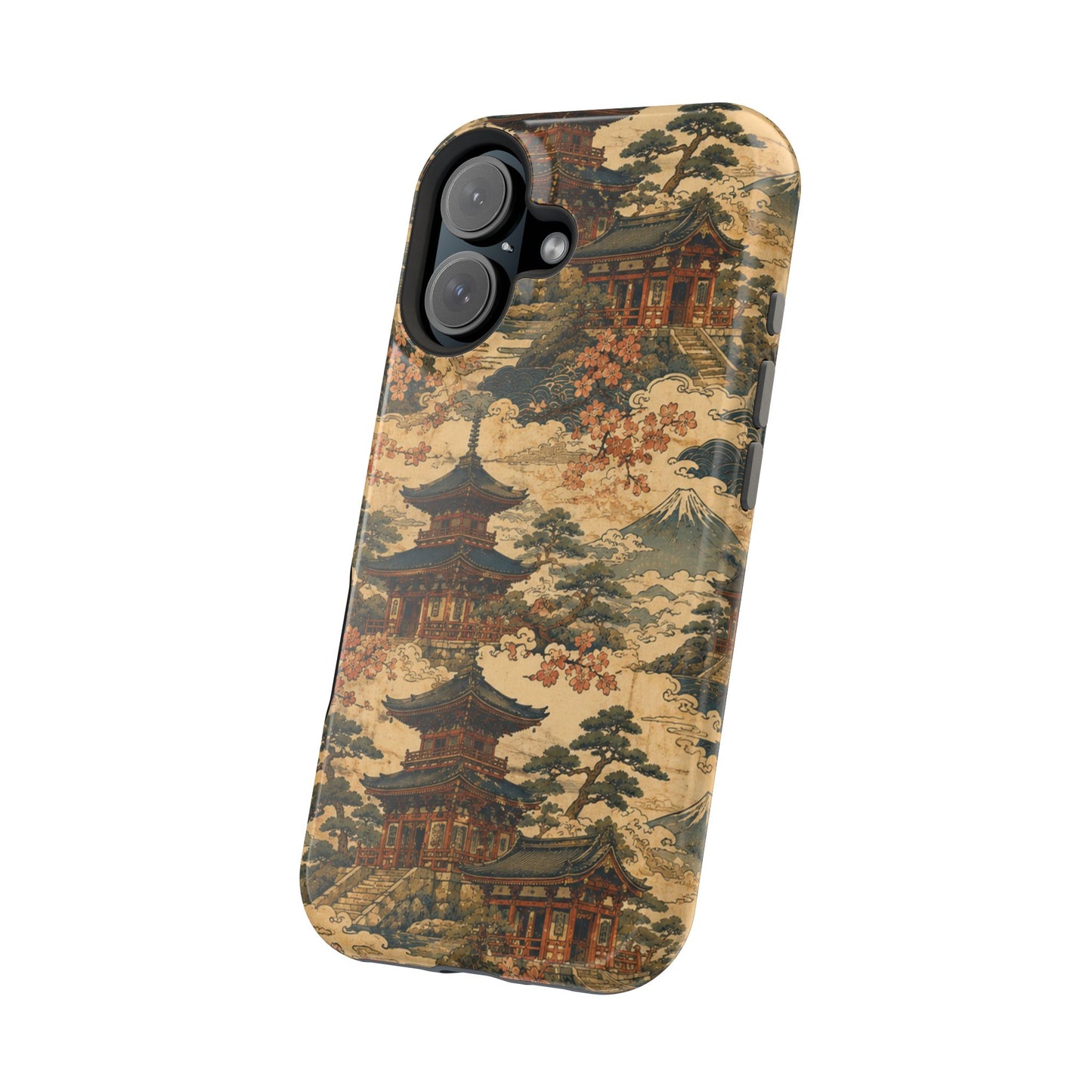 Vintage Japanese Temple Painting Magnetic Impact-Resistant iPhone Cases