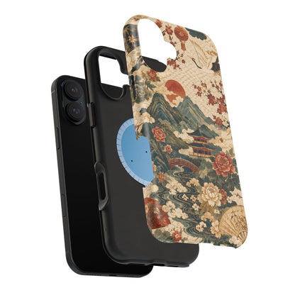 East Asian Vintage Landscape iPhone Case | Magnetic Impact-Resistant Case
