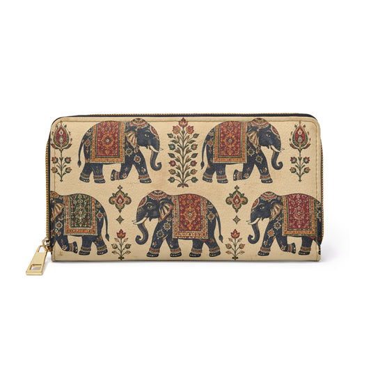 Indian Vintage Traditional Elephant Tapestry Zipper Wallet