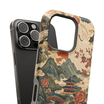 East Asian Vintage Landscape iPhone Case | Magnetic Impact-Resistant Case