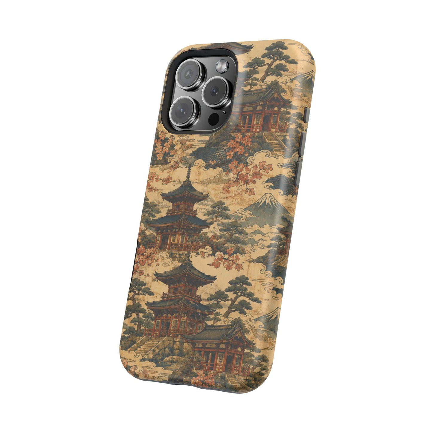 Vintage Japanese Temple Painting Magnetic Impact-Resistant iPhone Cases