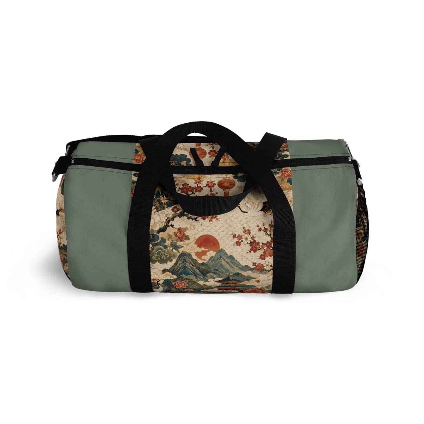 East Asian Vintage Landscape Pastel Green Duffel Gym Bag