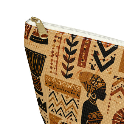 African Tribal Ethnic Silhouette Pattern Accessory Pouch Makeup Bag