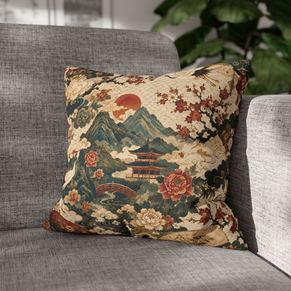 East Asian Vintage Landscape Pillow Case