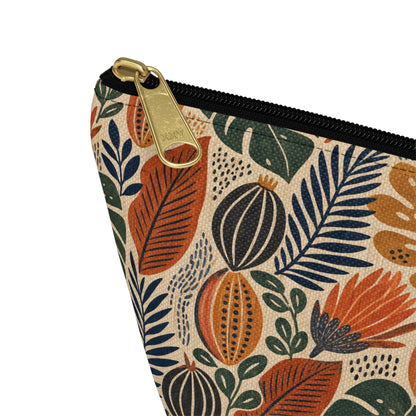 African Tribal Botanical Cacti Leaf Accessory Pouch Makeup Bag