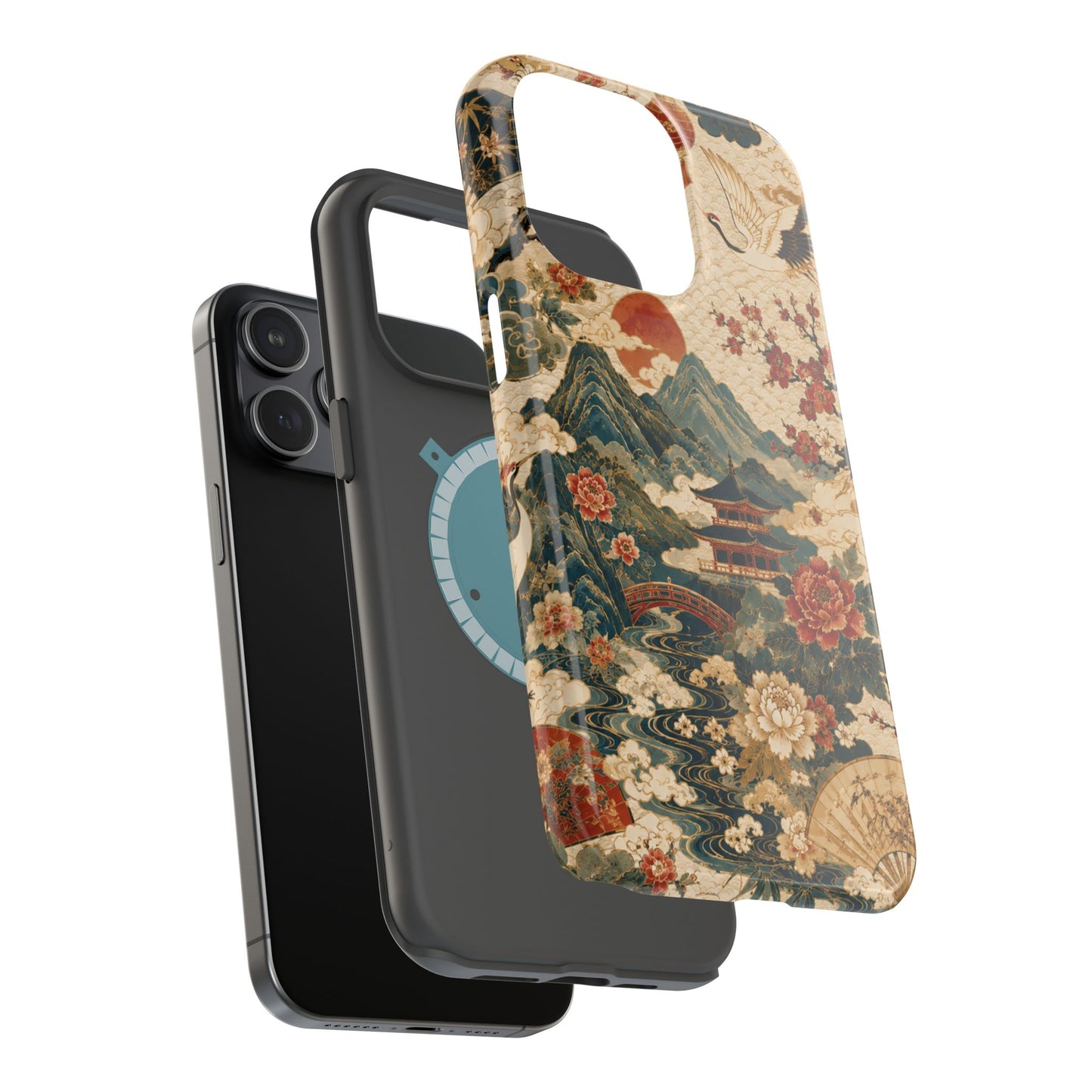East Asian Vintage Landscape iPhone Case | Magnetic Impact-Resistant Case