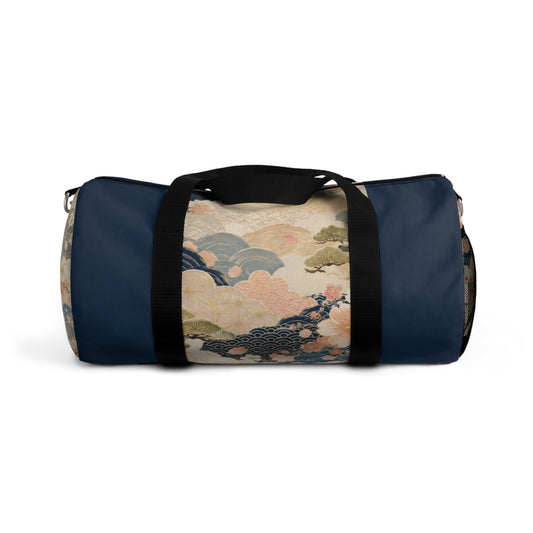 Vintage Japanese Navy Blue Wave & Clouds Duffel Bag