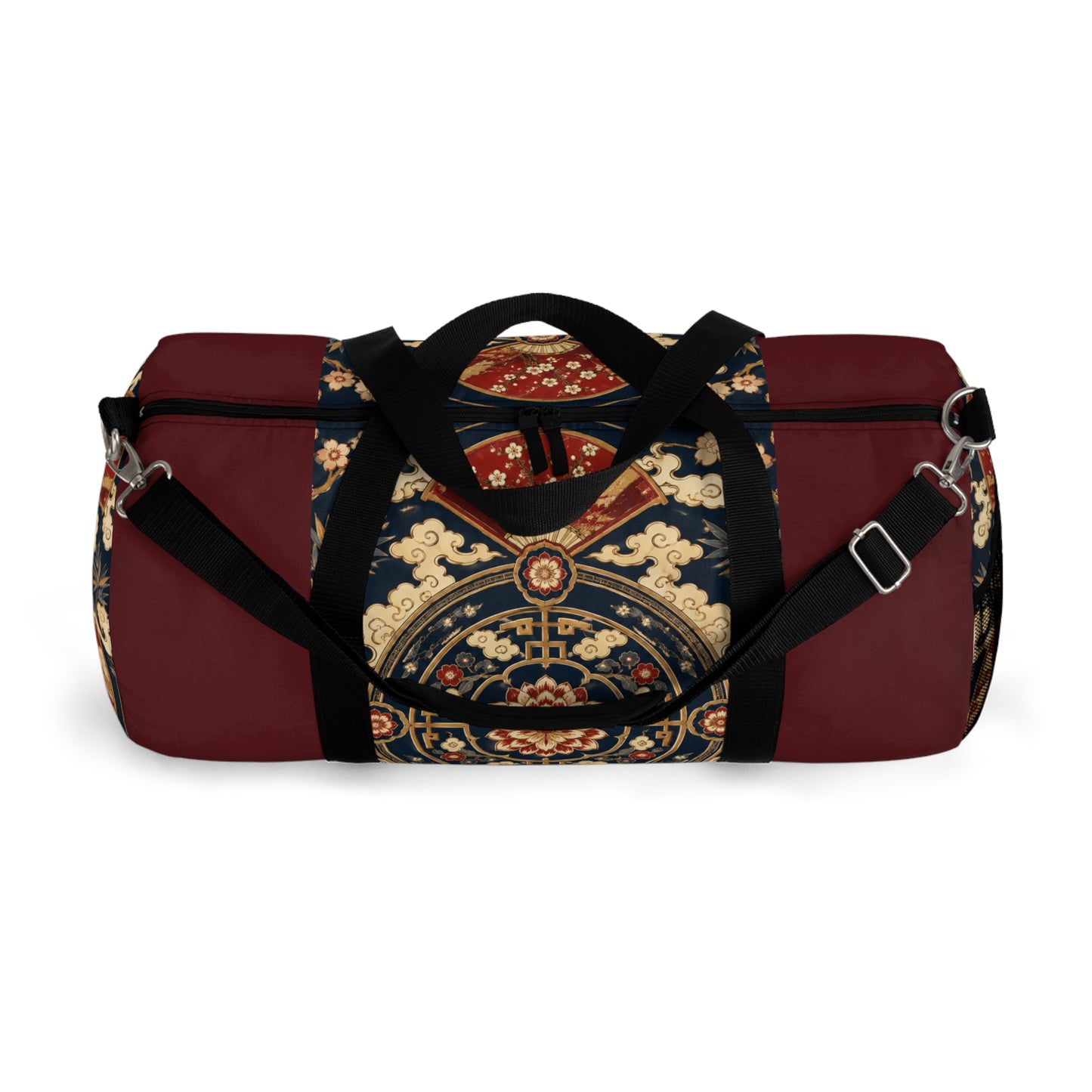 East Asian Mandala Maroon Red Duffel Gym Bag