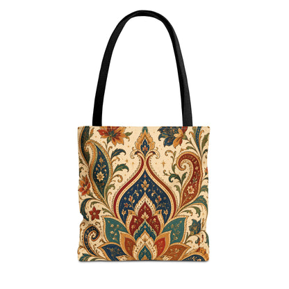 Indian Vintage Paisley Floral Full Art Tote Bag