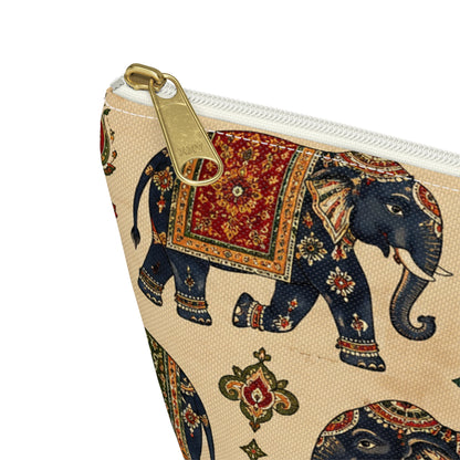 Indian Vintage Traditional Elephant Tapestry Makeup Accessory Pouch