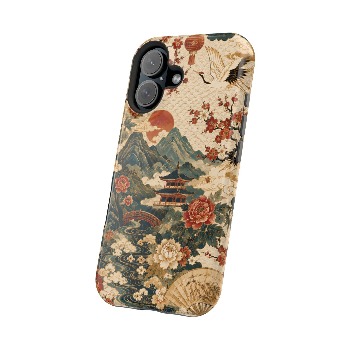 East Asian Vintage Landscape iPhone Case | Magnetic Impact-Resistant Case