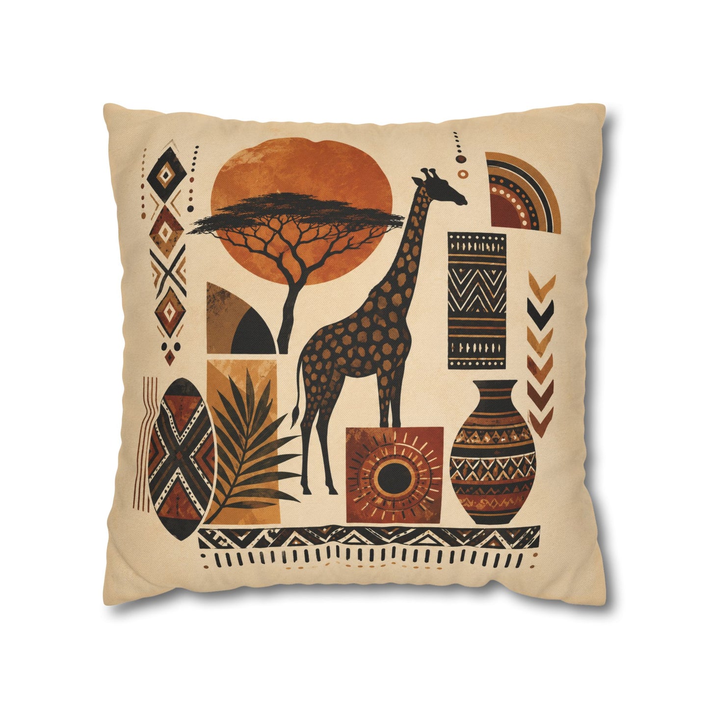 African Safari Giraffe Pillowcase Cover