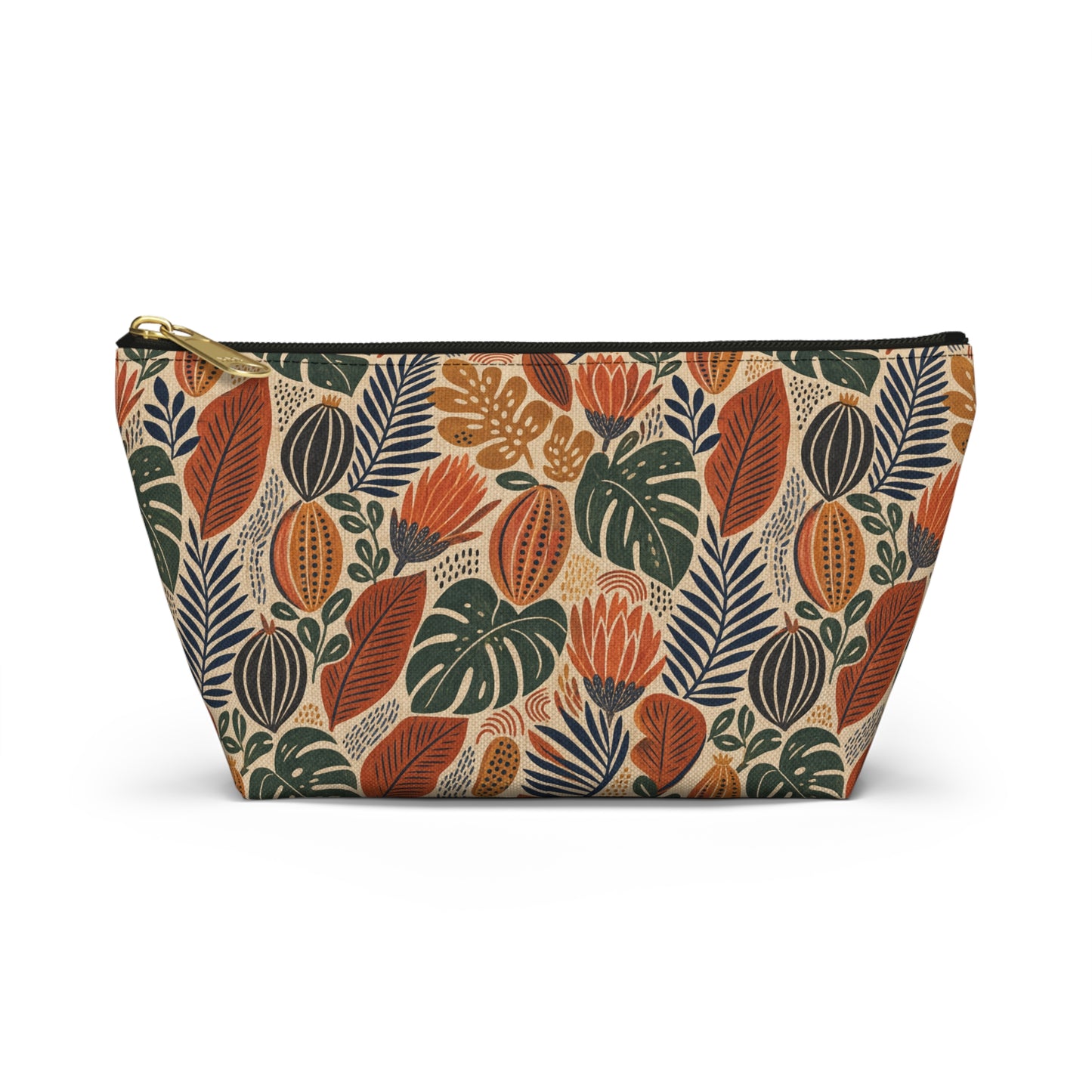 African Tribal Botanical Cacti Leaf Accessory Pouch Makeup Bag