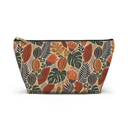 African Tribal Botanical Cacti Leaf Accessory Pouch Makeup Bag