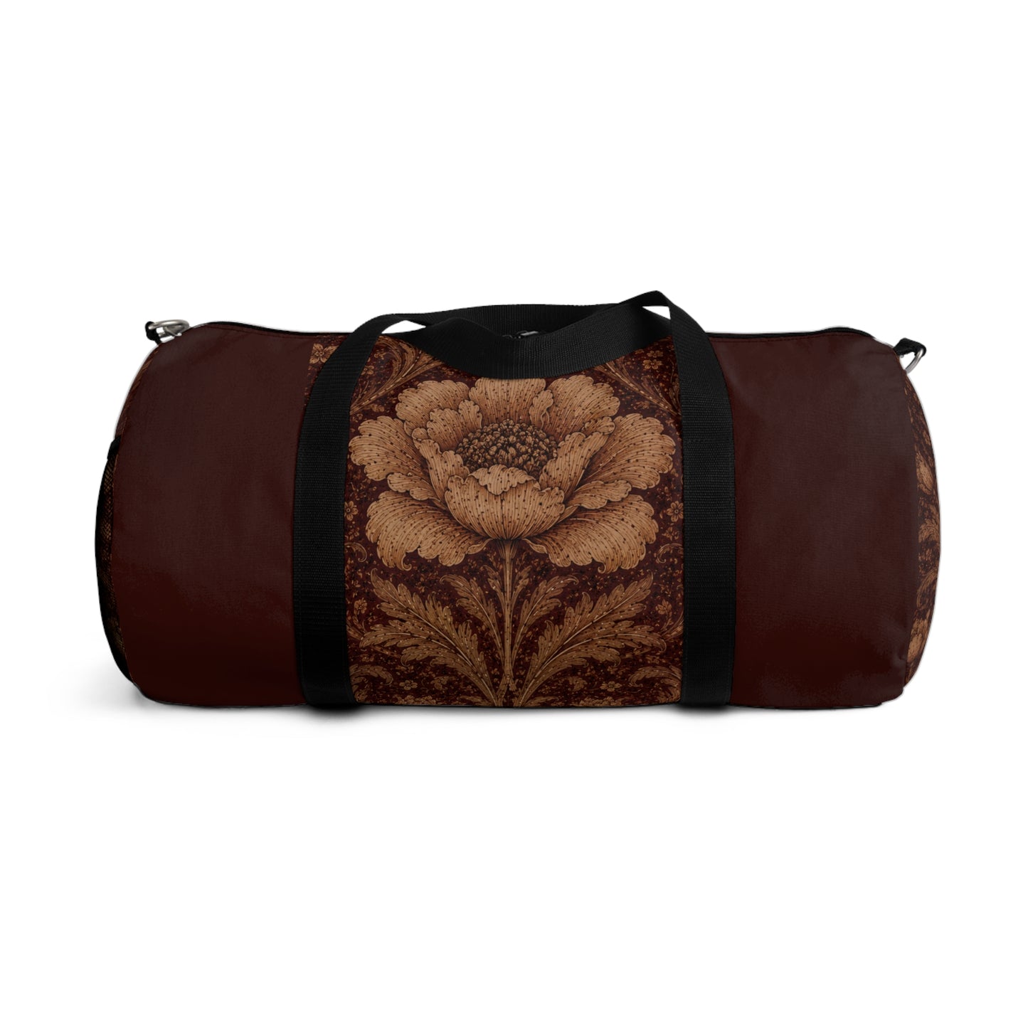 William Morris Floral Damask Maroon Rose Duffel Gym Bag