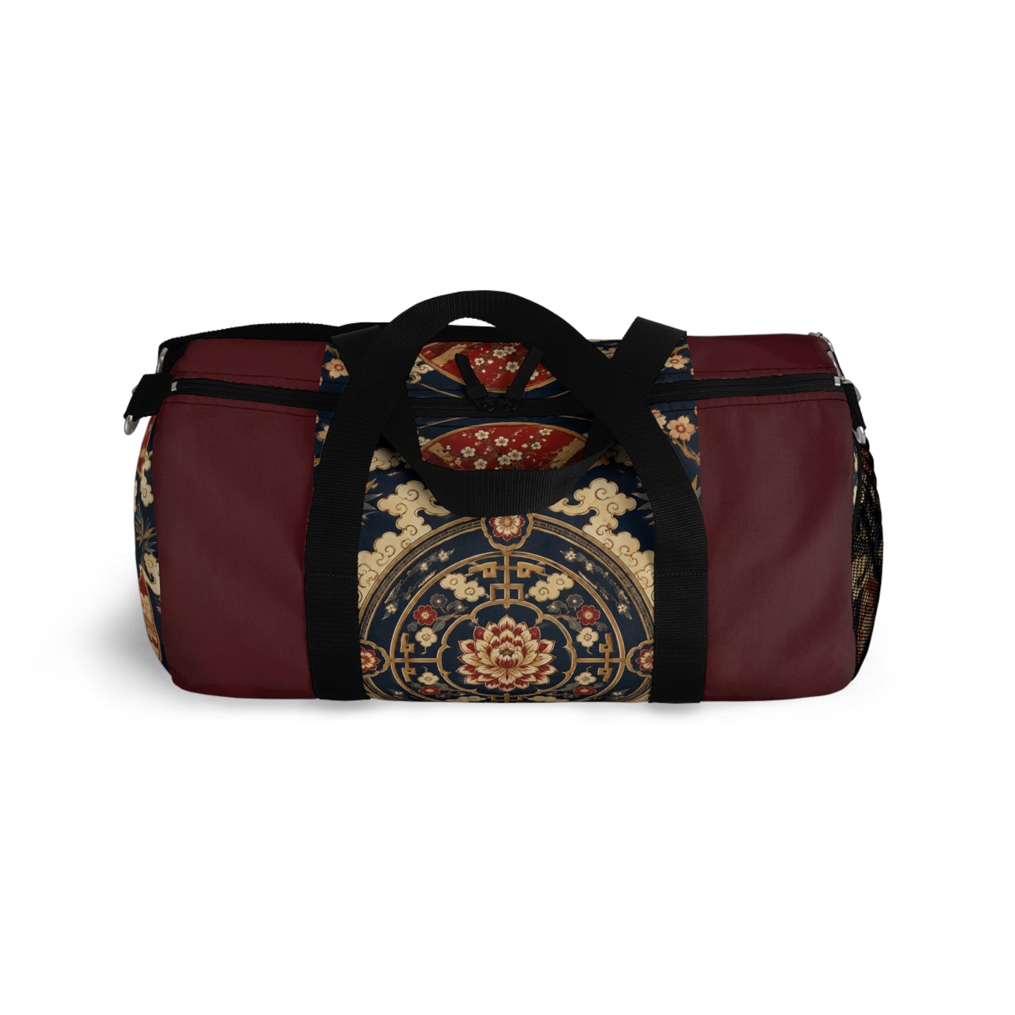 East Asian Mandala Maroon Red Duffel Gym Bag