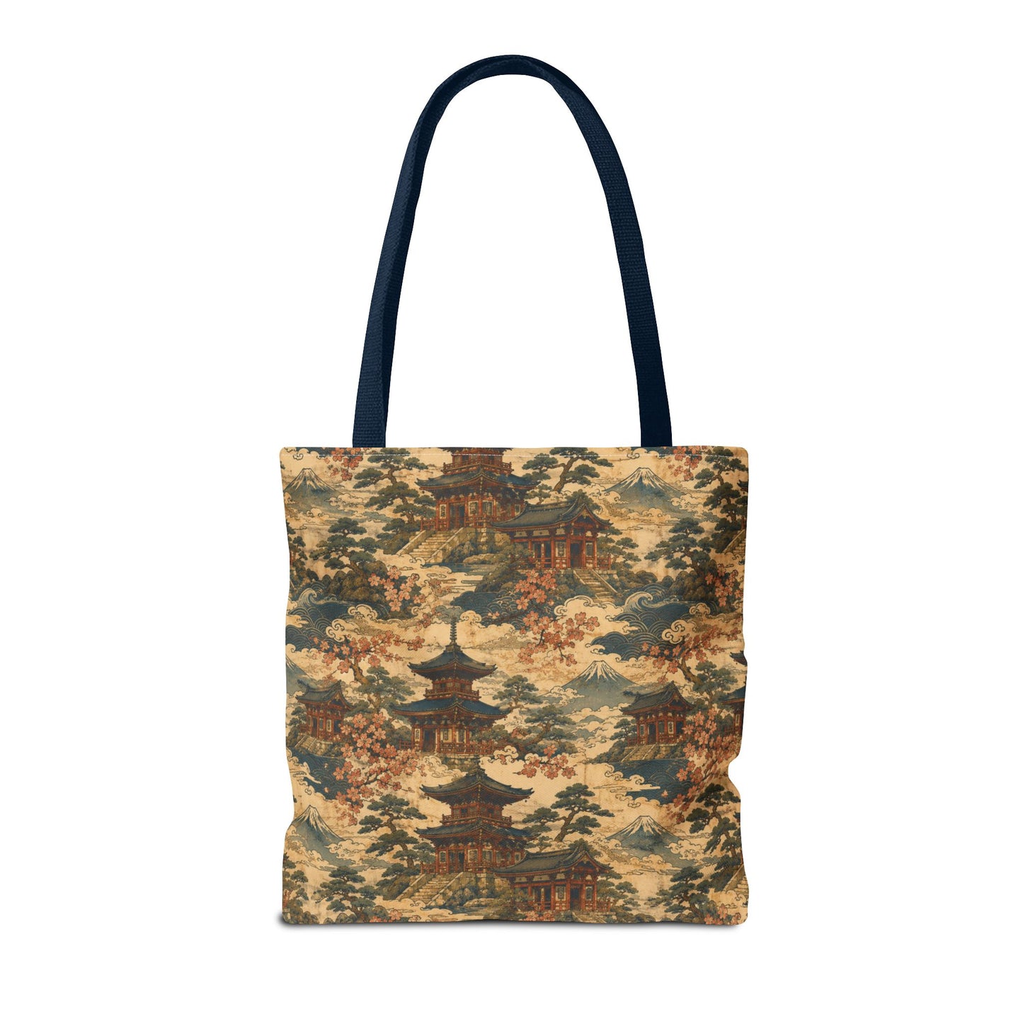 Vintage Japanese Temple Painting Full Art Tote Bag