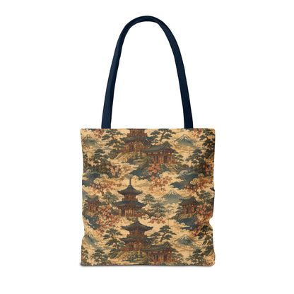 Vintage Japanese Temple Painting Full Art Tote Bag