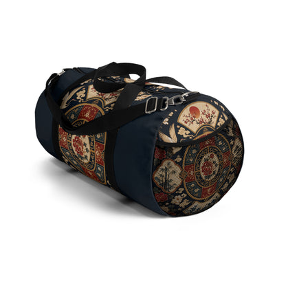 East Asian Oriental Medallion Navy Blue Duffel Gym Bag