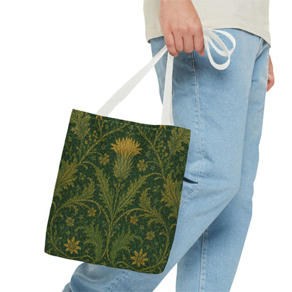 William Morris Forest Green Damask Floral Full Tote Bag