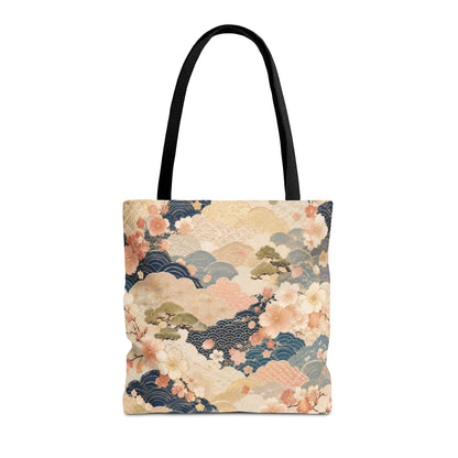 Vintage Japanese Waves & Clouds Painting Full Art Tote Bag