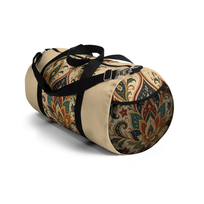 Indian Vintage Floral Paisley Beige Duffel Gym Bag