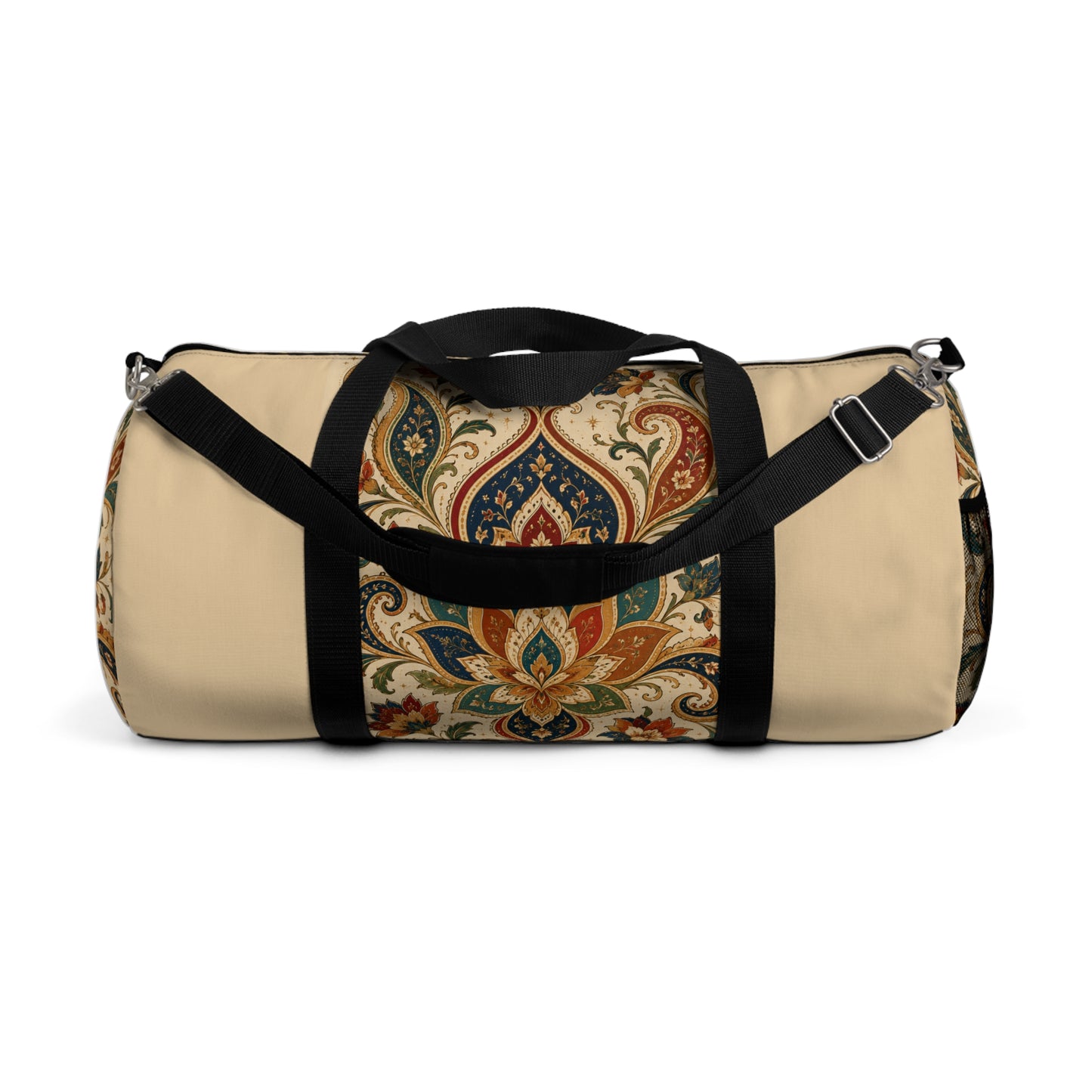 Indian Vintage Floral Paisley Beige Duffel Gym Bag