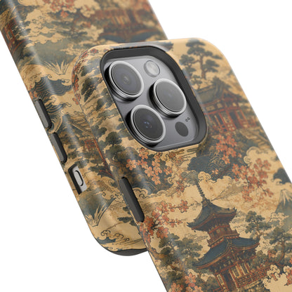 Vintage Japanese Temple Painting Magnetic Impact-Resistant iPhone Cases