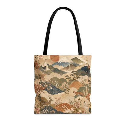 Vintage Japanese Animal Landscape Painting Full Art Tote Bag