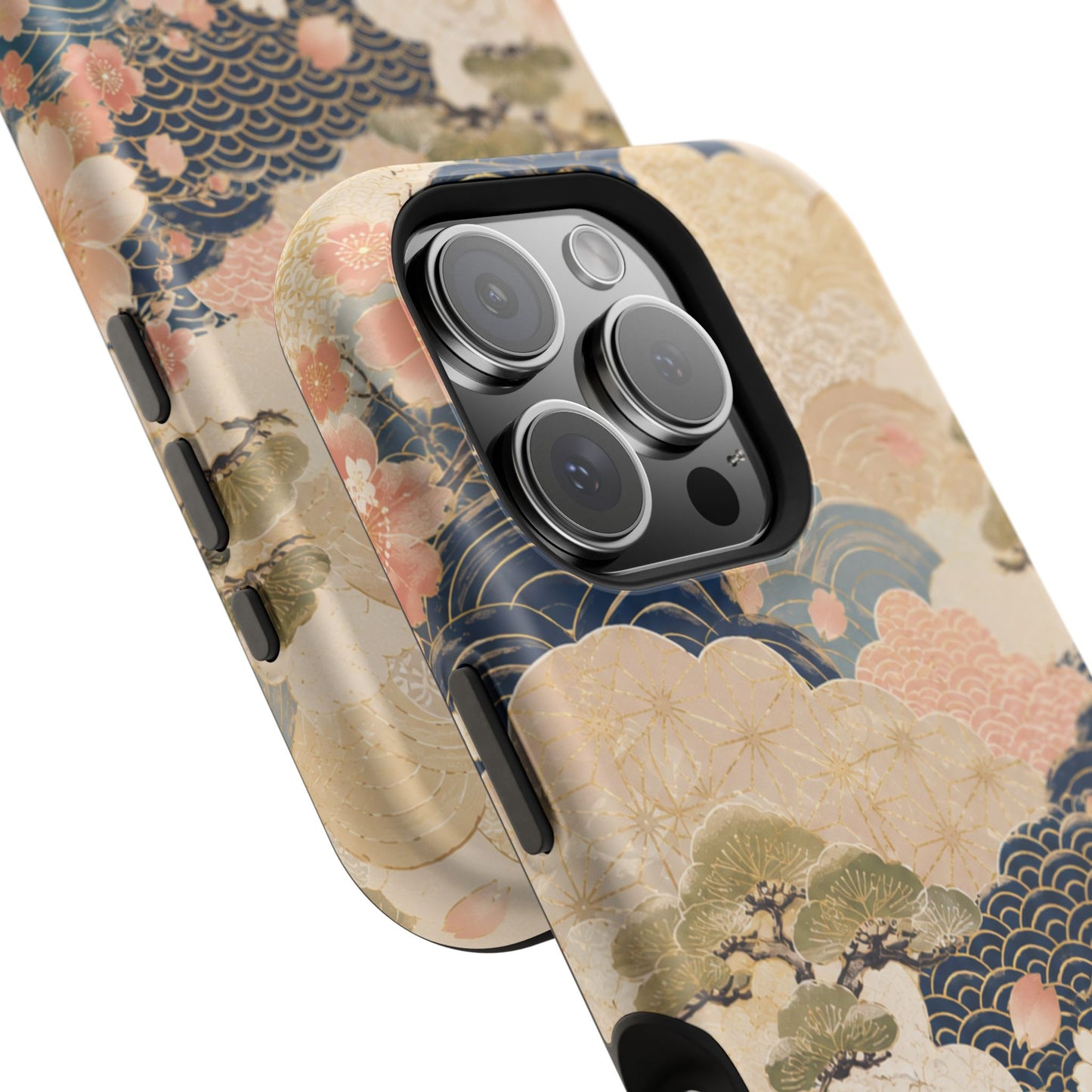 Vintage Japanese Floral Wave Magnetic Impact-Resistant iPhone Cases