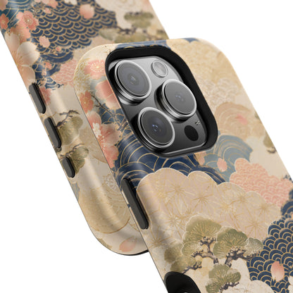 Vintage Japanese Floral Wave Magnetic Impact-Resistant iPhone Cases
