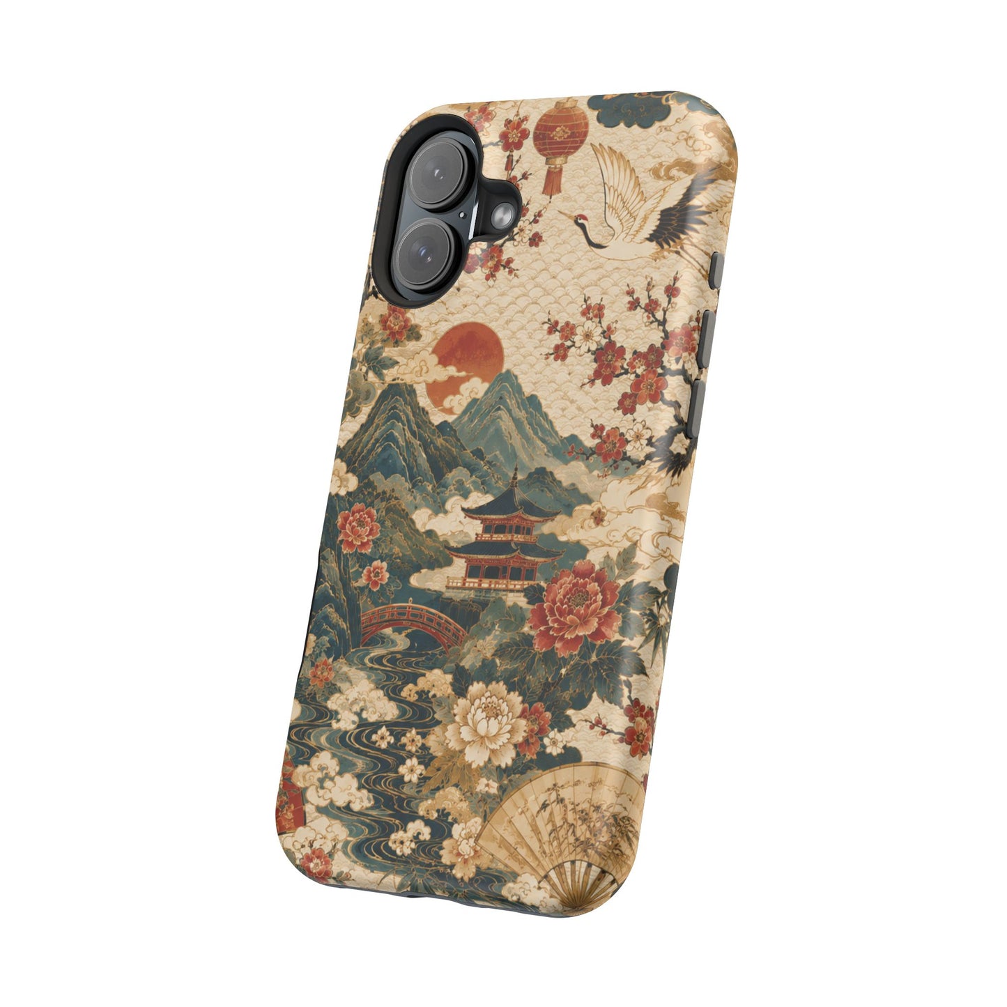 East Asian Vintage Landscape iPhone Case | Magnetic Impact-Resistant Case