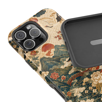 East Asian Vintage Landscape iPhone Case | Magnetic Impact-Resistant Case