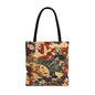 East Asian Floral Crane Full Art Tote Bag