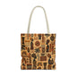 African Tribal Ethnic Silhouette Pattern Full Art Tote Bag