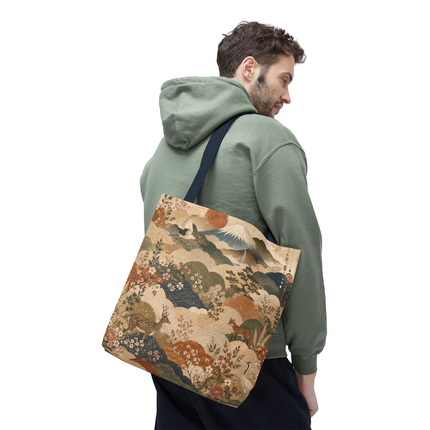 Vintage Japanese Animal Landscape Painting Full Art Tote Bag