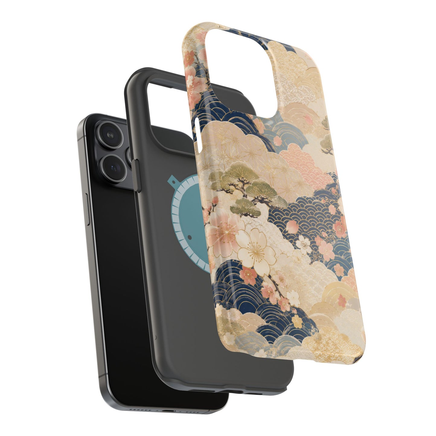 Vintage Japanese Floral Wave Magnetic Impact-Resistant iPhone Cases