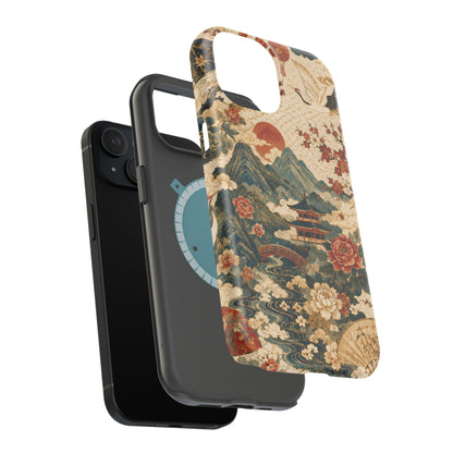 East Asian Vintage Landscape iPhone Case | Magnetic Impact-Resistant Case