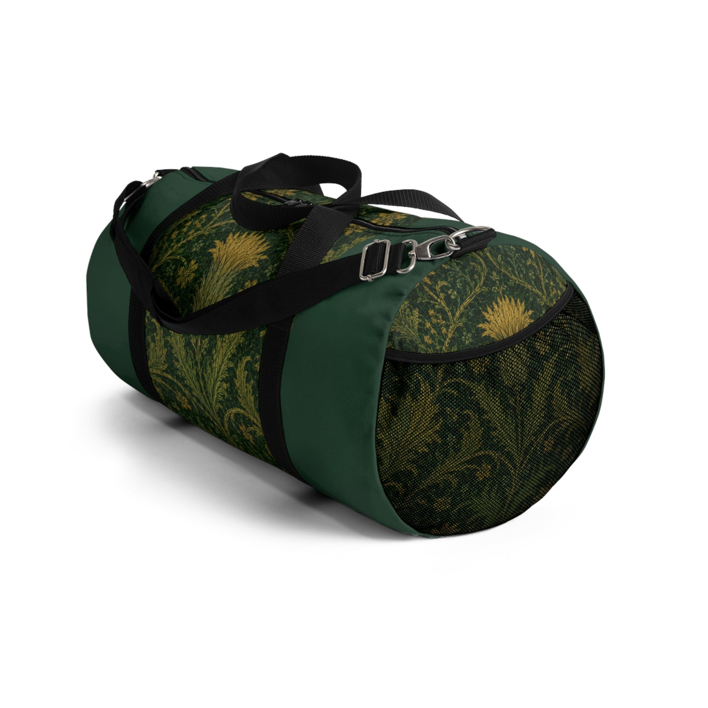 William Morris Forest Green Damask Floral Gym Duffel Bag