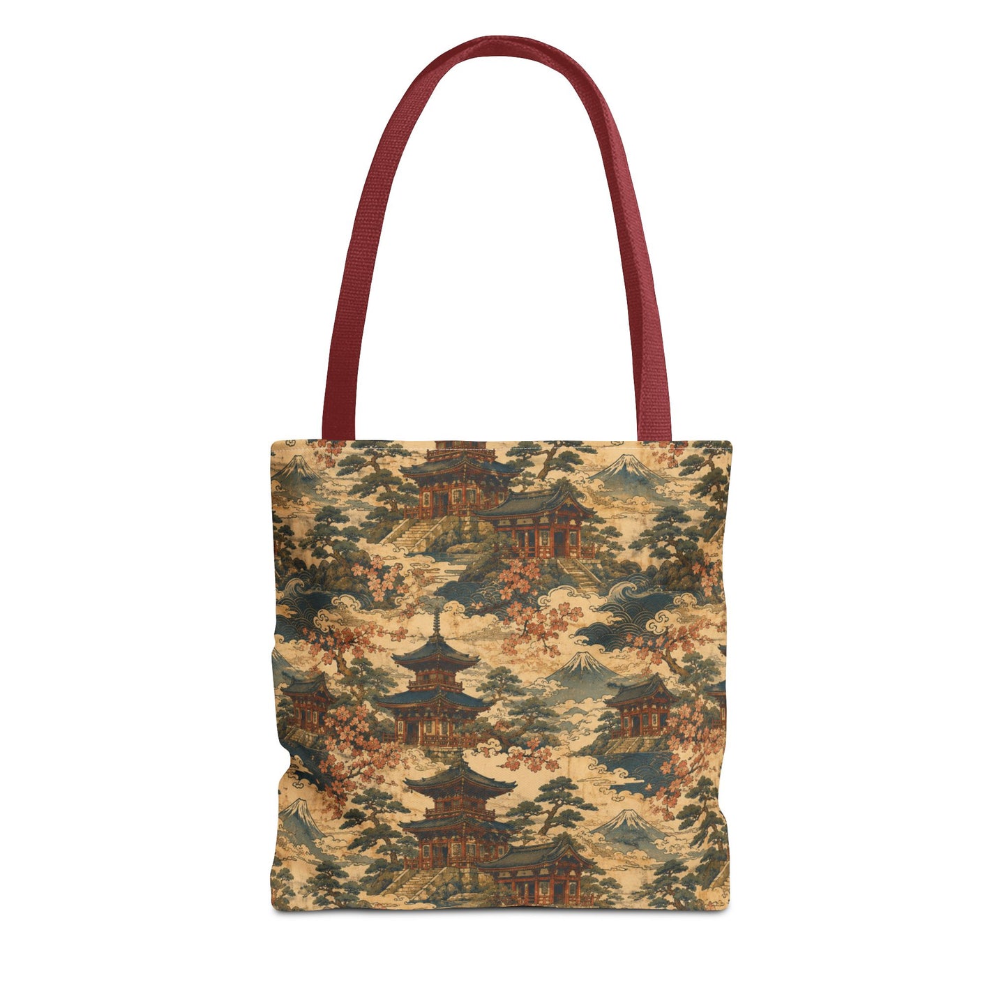Vintage Japanese Temple Painting Full Art Tote Bag