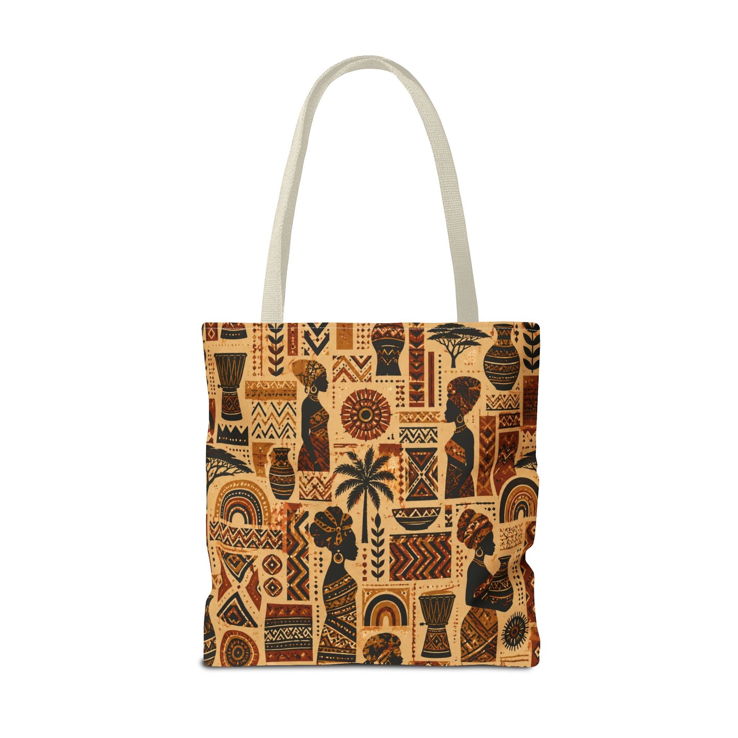 African Tribal Ethnic Silhouette Pattern Full Art Tote Bag