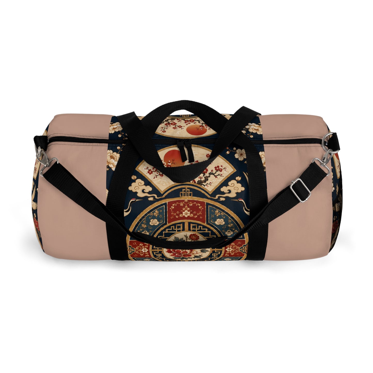 East Asian Oriental Medallion Baby Pink Duffel Gym Bag